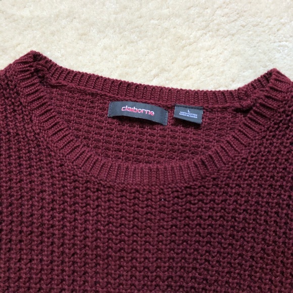 Claiborne Burgundy Mens Knit Crewneck Sweater - Picture 2 of 4